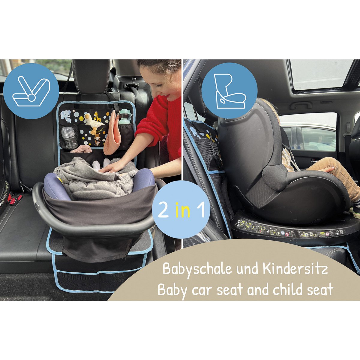 Kinderautostoel stoelhoes baby dieren mama
