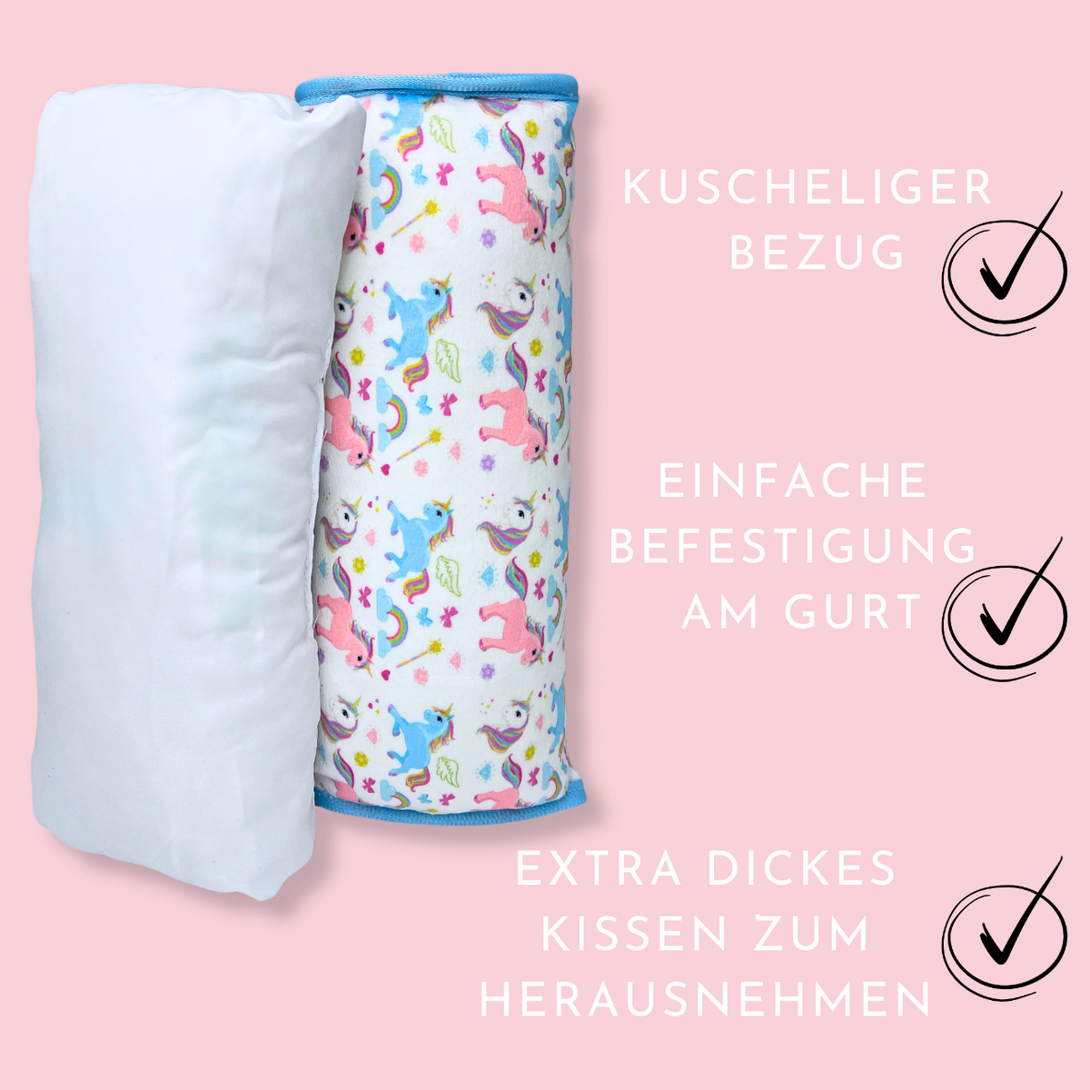 Auto slaapkussen eenhoorn