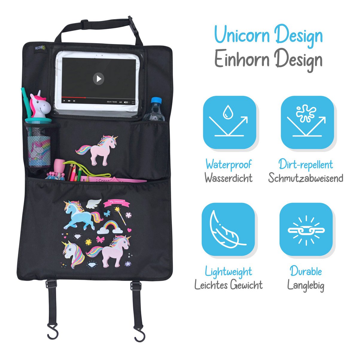 Werkerzak van de auto achterstoel - eenhoorn