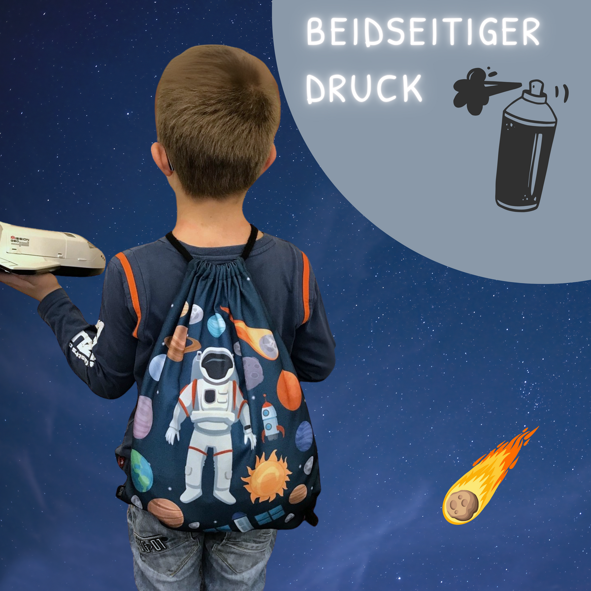 Gym Bag Astronaut voor kinderen - Zwart