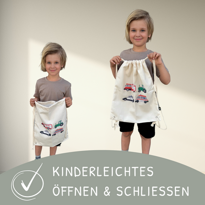 Kindergymbag auto's beige