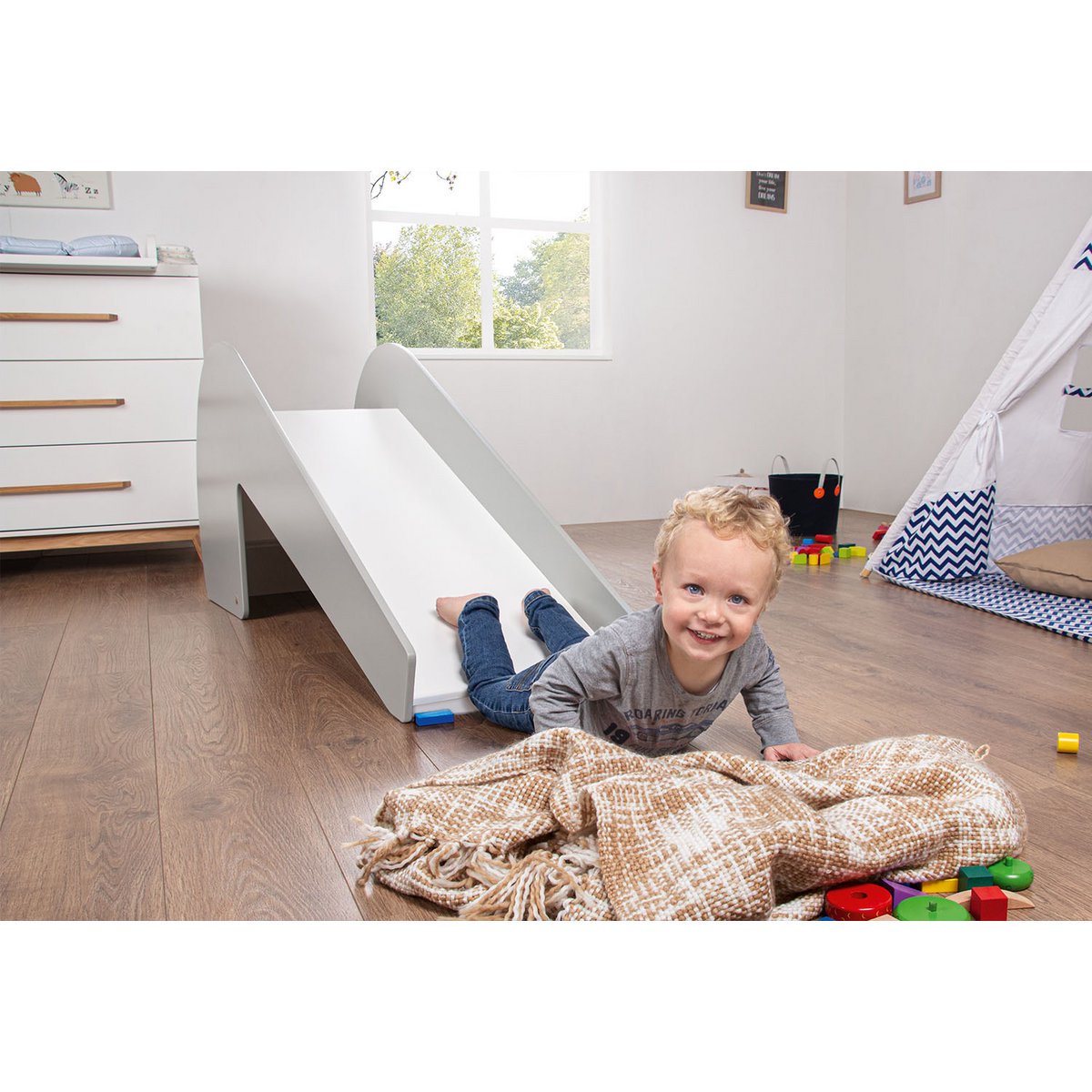 Indoor-slide "lotta", grijs/wit