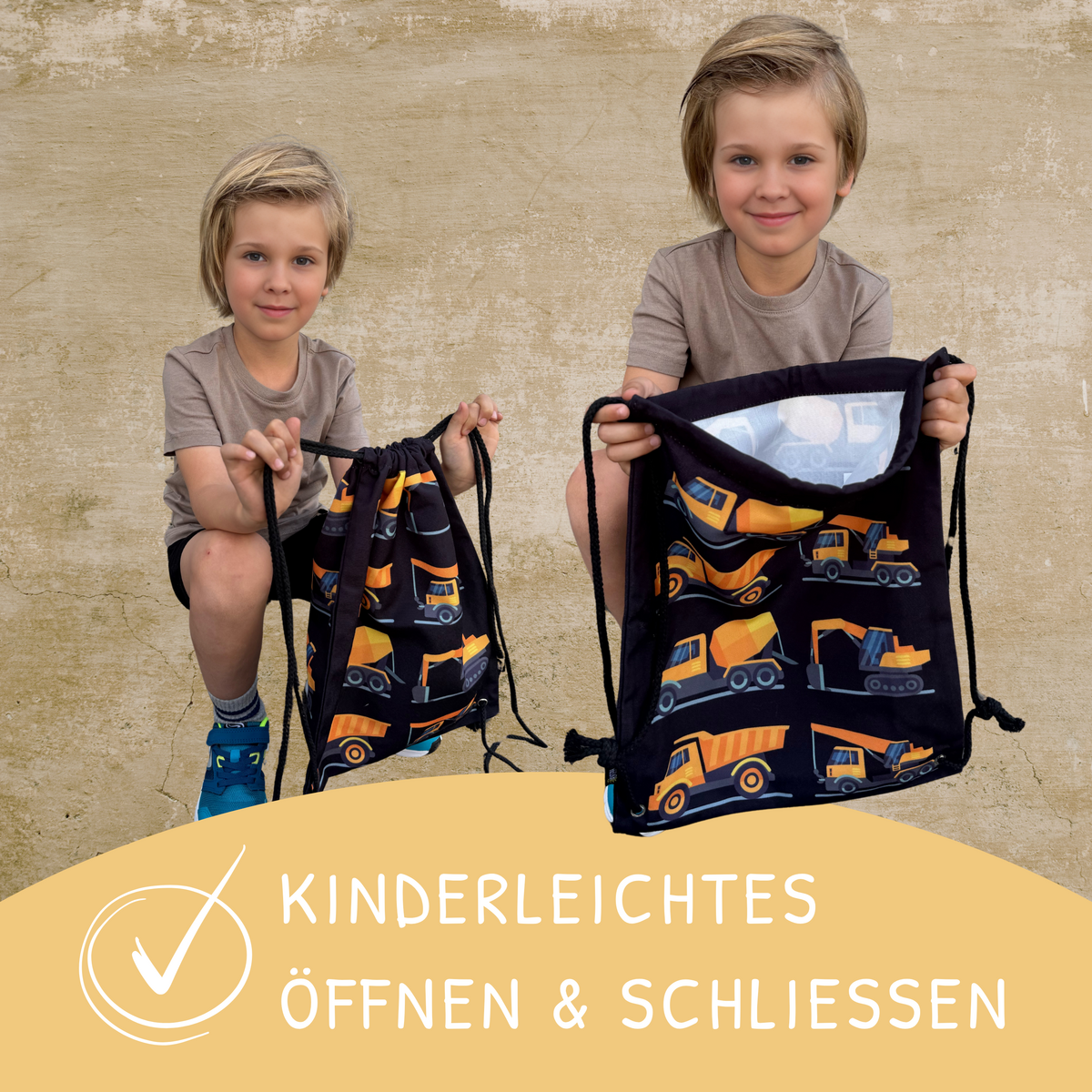 Kindergymtas Bouwvoertuigen 8 Zwart