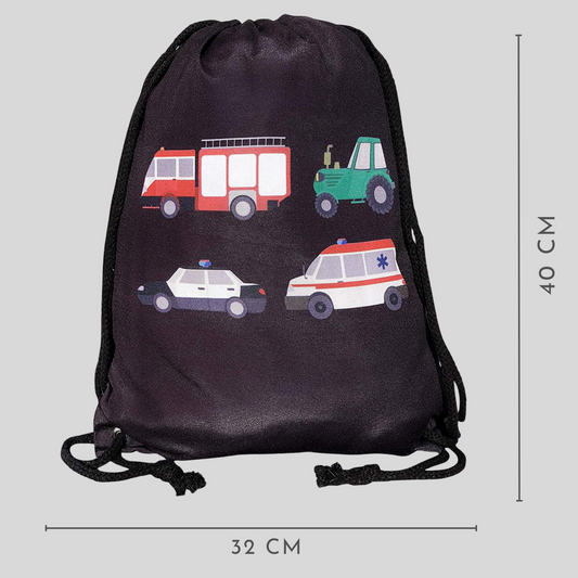 Gym Bag -auto's voor kinderen zwart