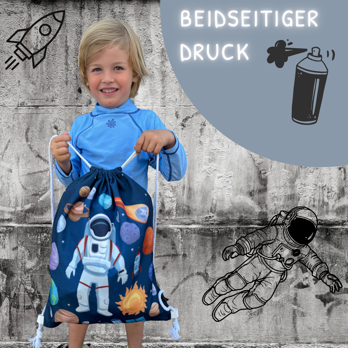 Gym Bag Astronaut voor kinderen - Wit