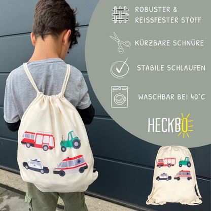 Kindergymbag auto's beige