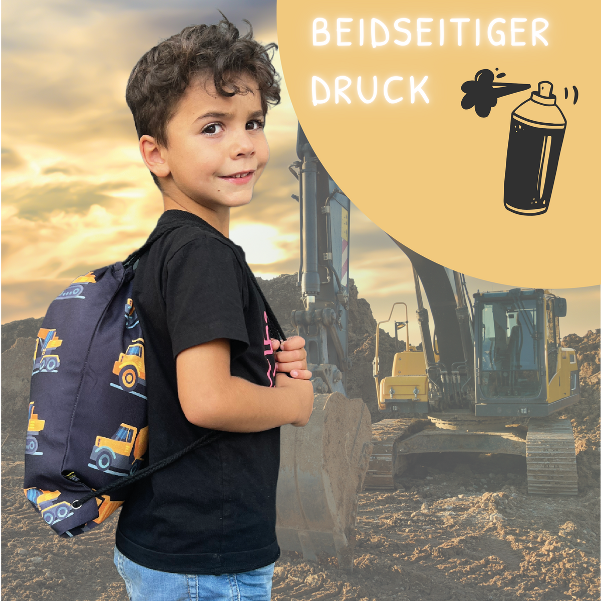 Kindergymtas Bouwvoertuigen 8 Zwart