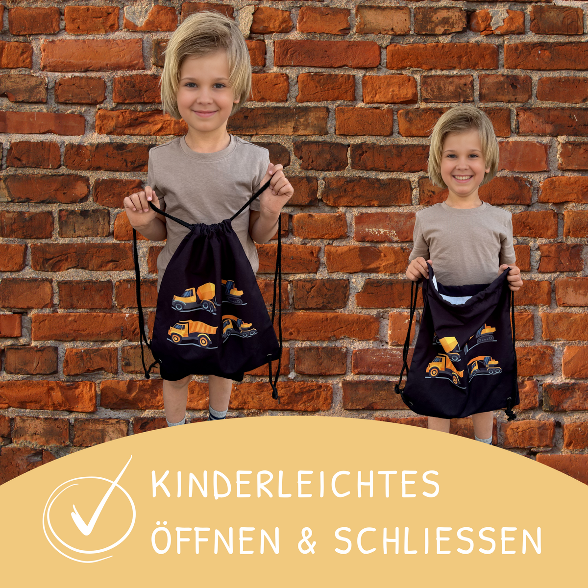 Kindergymtas Bouwvoertuigen 4 Zwart