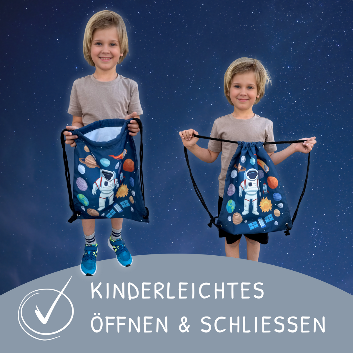Gym Bag Astronaut voor kinderen - Zwart