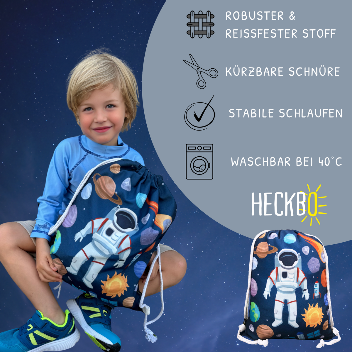 Gym Bag Astronaut voor kinderen - Wit