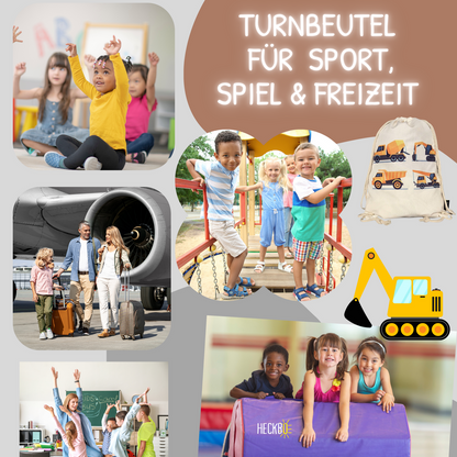 Kindergymtas Bouwvoertuigen 4 Wit