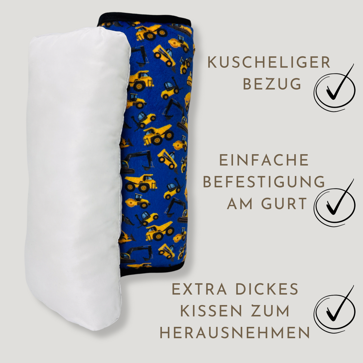 auto slaapkussen bouwvoertuigen